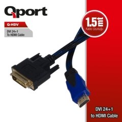 Qport Q-Hdv Dvi To Hdmi 1,8m 24+1 Çevirici Kablo