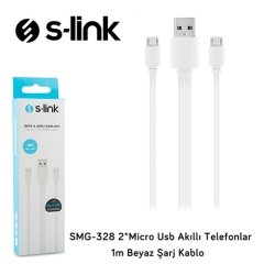 S-link SMG-328 1m 2xMicro Usb Şarj Kablosu Beyaz